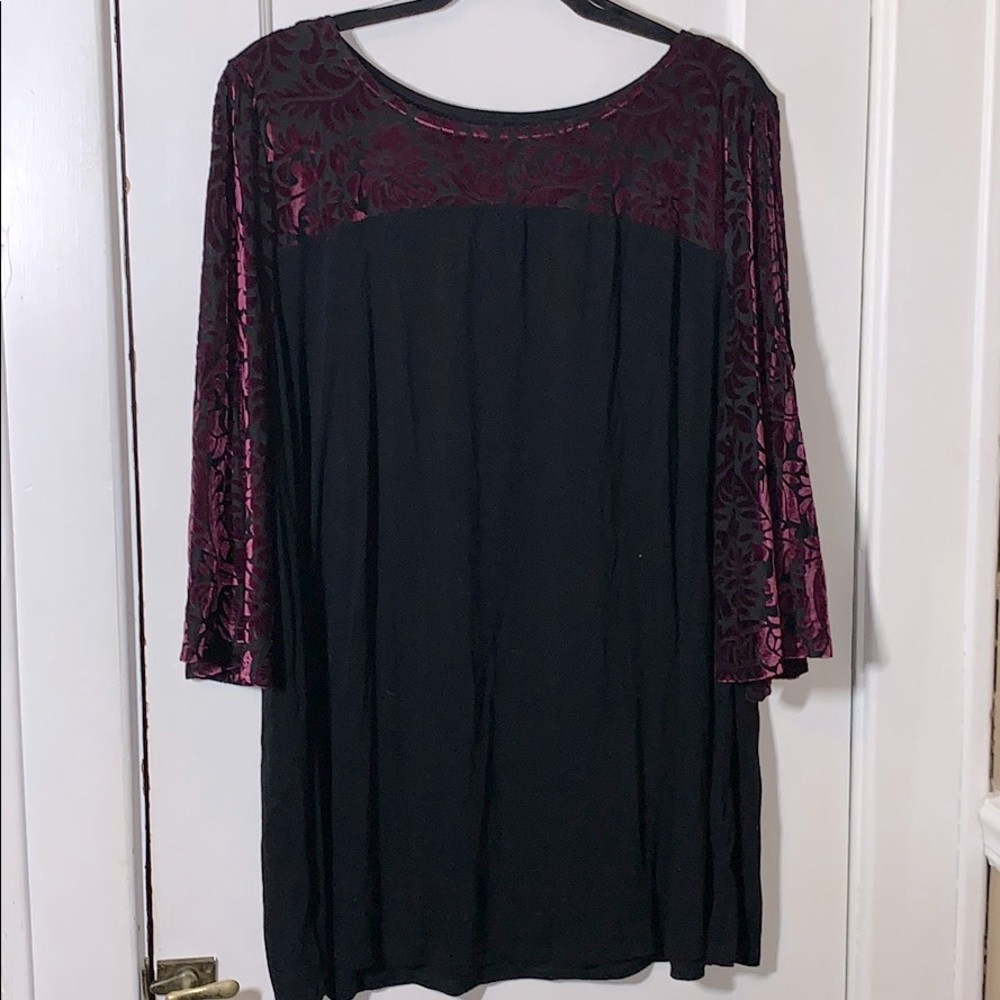 Catherine’s Black and Purple Open Shoulder Top
